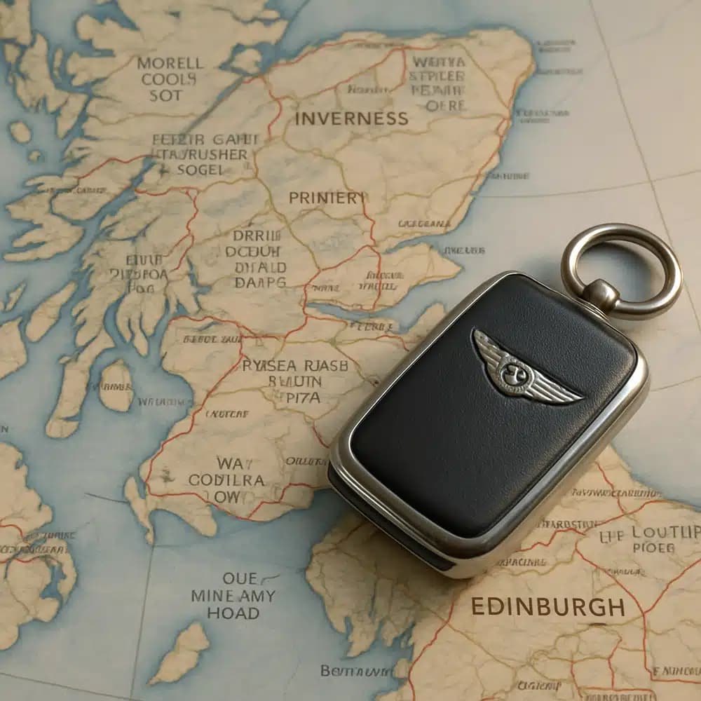 Car keys on map